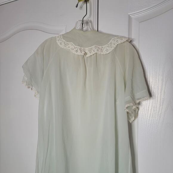 Vintage Sheer 1950 Pajamas Robe Light green white lace Size Small / Medium - Picture 2 of 4